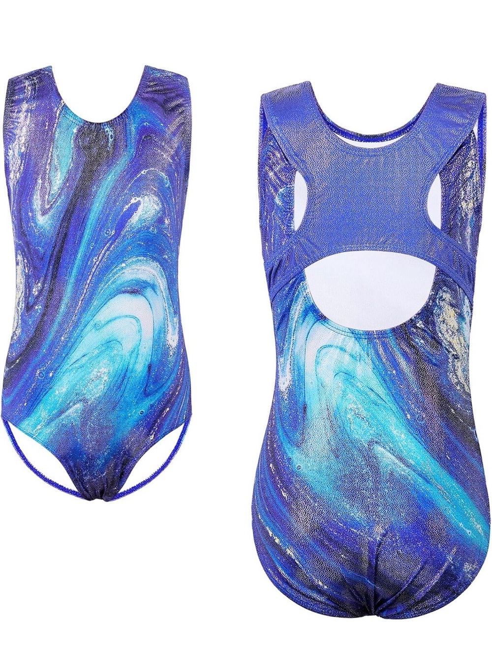 0037: Girls Gymnastics Leotard Sleeveless Sparkly One Piece Kids 10-11 Years Old